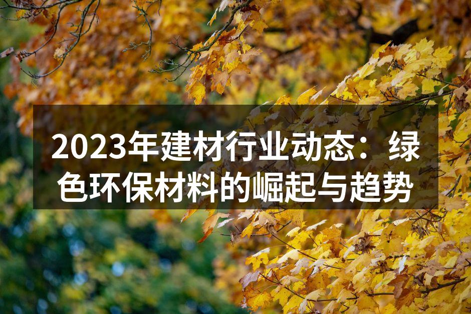 绿色环保建材的未来